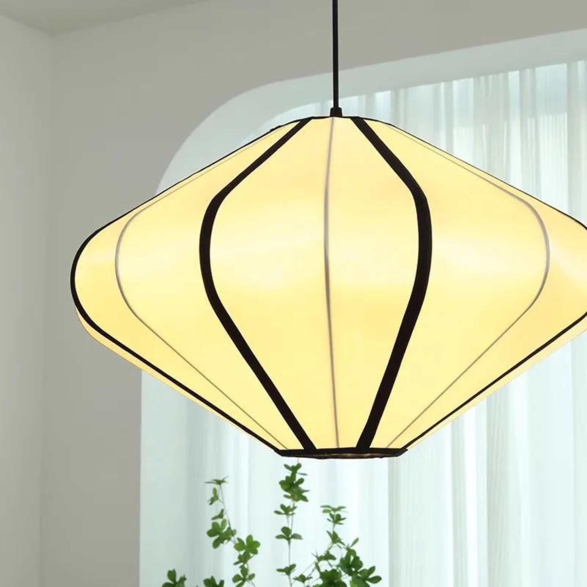 White Fabric Japanese Style Pendant Lamp | Living Room, Bedroom, Hotel, Residential Space LP-45